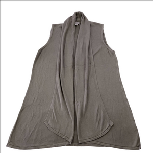 Olive Green Sleeveless Open Front Cardigan